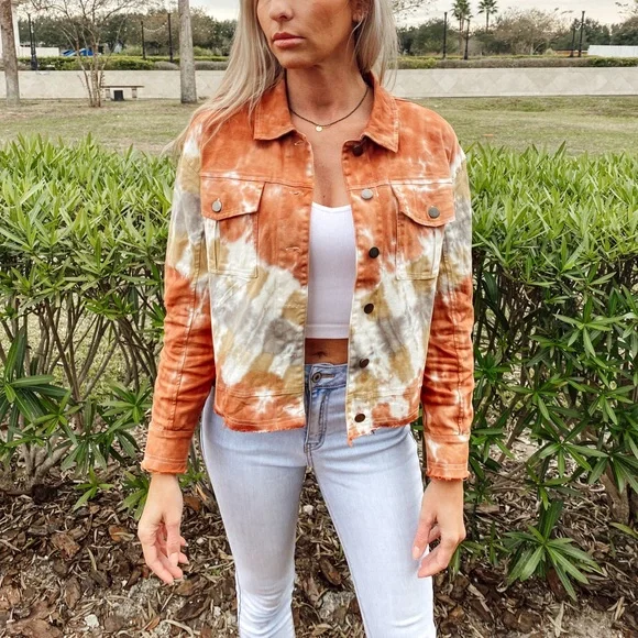 Tie dye raw hem crop jacket - Picture 1 of 7